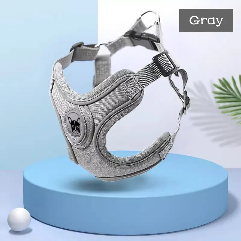 Adjustable Dog Harness - Reflective Mesh Vest with Animal Pattern for Dogs & Cats