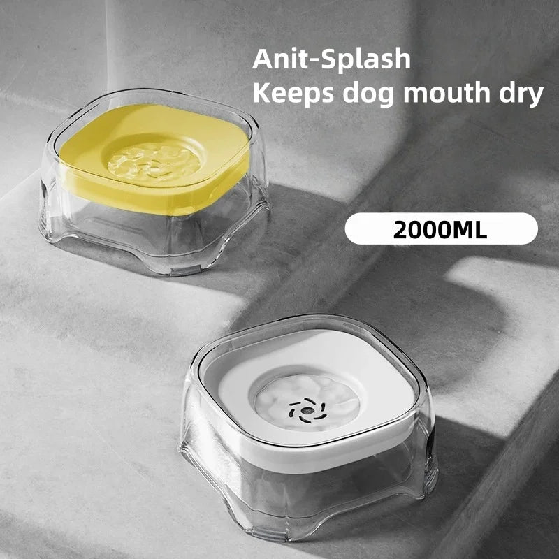 2L Anti-Spill Dog Water Bowl - Floating Disk No-Splash Pet Water Dispenser
