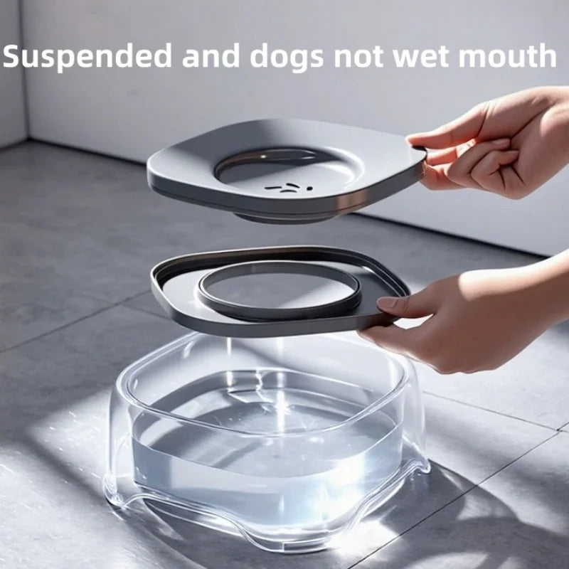 2L Anti-Spill Dog Water Bowl - Floating Disk No-Splash Pet Water Dispenser