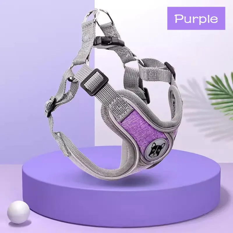 Adjustable Dog Harness - Reflective Mesh Vest with Animal Pattern for Dogs & Cats