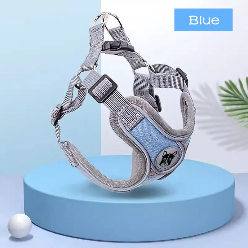 Adjustable Dog Harness - Reflective Mesh Vest with Animal Pattern for Dogs & Cats